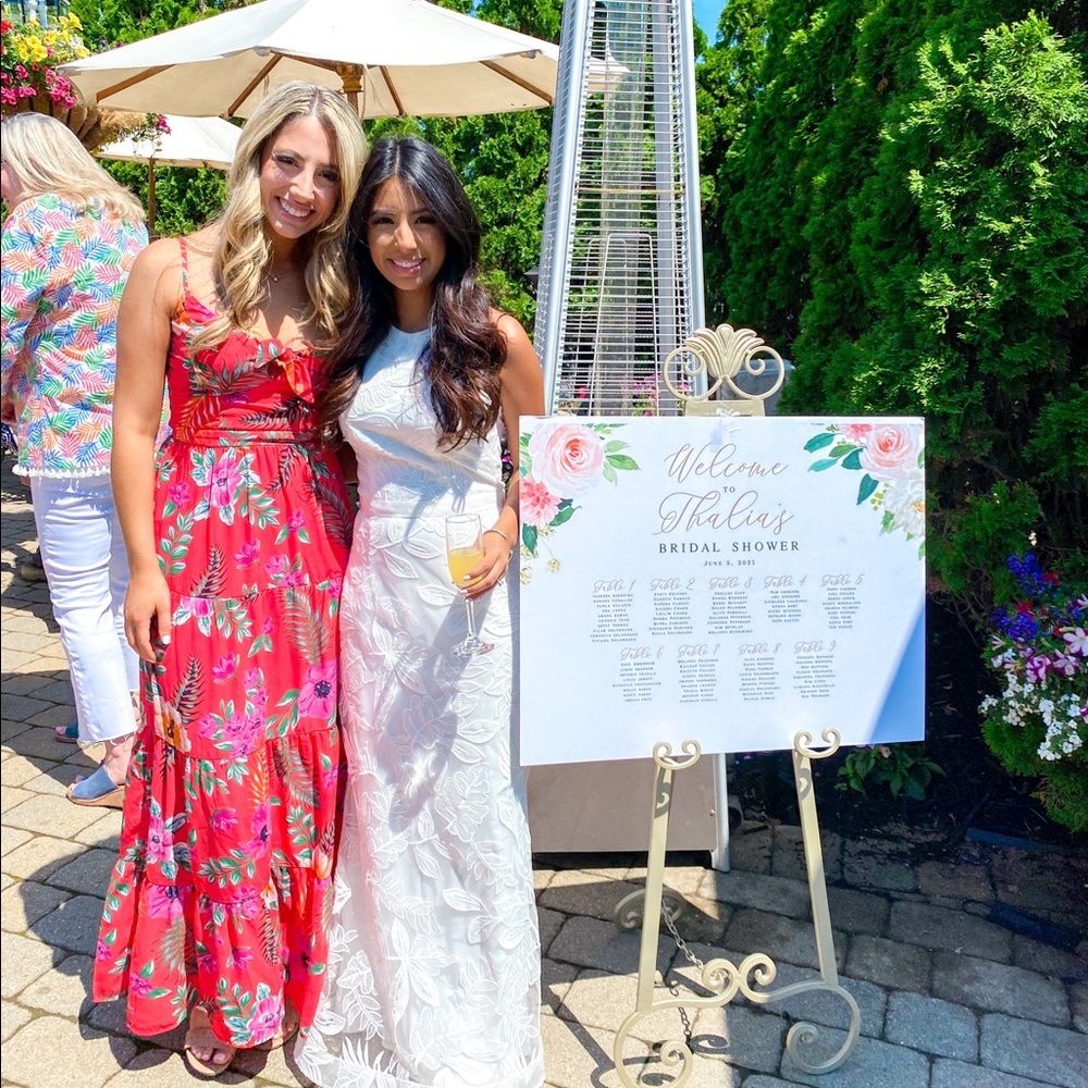 Pink floral maxi dress